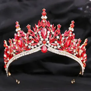 Princess Crystal Pink Lilac Crown Tiara For Bridal Wedding Prom Birthday Cosplay Halloween Costumes Hair Accessories Women Girls