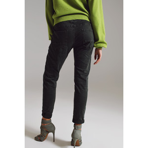 Jeans Skinny con Bottoni Visibili in Verde Militare - Product Image 4