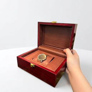 Boîte en bois rouge élégante, directement de l'usine, prête à offrir, conteneur de rangement multifonctionnel pour montres - Product Image 5