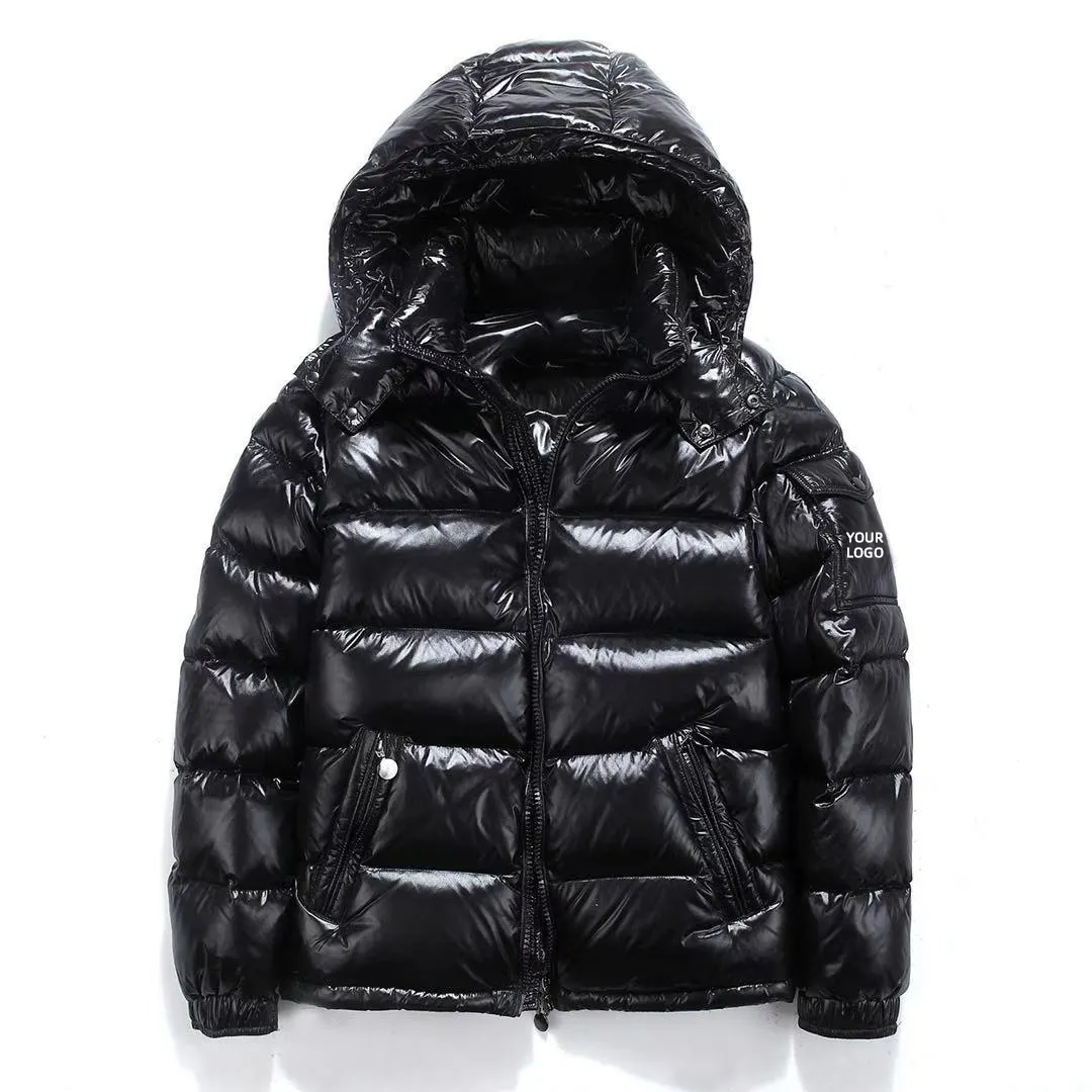 Outdoor Clothing Custom Waterproof Jacket for Men Winter Shinny Padded Bomber Warm Thick Trapstar Puffer Men's Hooded Jackets