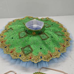 Profesional 2 piezas 9-12 capas plato tutú niñas clásico panqueque tutú <span class=keywords><strong>bailarina</strong></span> verde <span class=keywords><strong>Cascanueces</strong></span> YAGP Tutus - Product Image 3