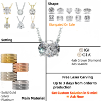 Collier pendentif diamant rond 1,02 carat à quatre griffes, diamant de laboratoire, or massif 14 carats, certifié IGI, bijoux fins sur mesure en gros