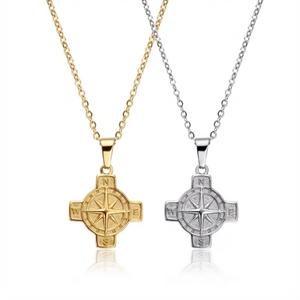 Collier personnalisé populaire Olivia plaqué or 18 carats avec pendentif croix de Jésus, Méduse, <span class=keywords><strong>boussole</strong></span>, aile d'ange, pistolet, rose, dollar, bijoux - Product Image 3