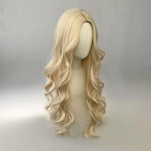 Peluca de cabello largo rubio claro para <span class=keywords><strong>mujer</strong></span>, estilo coreano, con flequillo y ondas grandes, hecha a máquina, de Bozhen, la más vendida en <span class=keywords><strong>AliExpress</strong></span>. - Product Image 3