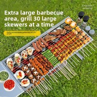 Barbecue d'extérieur pliable SYNC, épaissi, sans fumée, en acier inoxydable, pour charbon de bois, modèle portable pour la maison