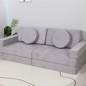 Custom Made Irregular Shaped <b>Sofa</b> Grey Soft Play Set For <b>Kids</b> Safety Feature Child Furniture - Product Image 2