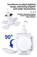Lanterne de camping LED portable multifonctionnelle pliable à énergie solaire pour extérieur, rechargeable par USB, indice IP67, ABS, CRI élevé 90