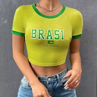 Haut court femme 2024 Y2k bébé t-shirt pour femmes brésil haut court Y2k chemises t-shirts graphiques pour femmes Vintage 90s Streetwear