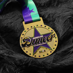 ผู้ผลิตที่กำหนดเองท้องฟ้าดาวโลหะผสมสังกะ<span class=keywords><strong>ส</strong></span>ีเคลือบอ่อนคู่เต้นรำการแข่งขันเหรียญทอง - Product Image 5