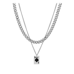 Collana a catena <span class=keywords><strong>girocollo</strong></span> a maglie da <span class=keywords><strong>uomo</strong></span> con carta da gioco a strati per regali di gioielli per feste - Product Image 5