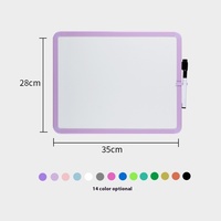 Tableau blanc effaçable à sec avec cadre coloré et marqueur noir, tableau de dessin en plastique pour enfants, petit tableau blanc miniature pour étudiants