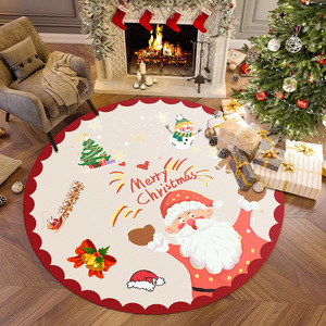 Tapis <span class=keywords><strong>de</strong></span> Noël imprimé transfrontalier, tapis pour arbre <span class=keywords><strong>de</strong></span> Noël, ambiance festive, rouge, lavable à la main, tapis décoratif pour chambre à coucher - Product Image 3
