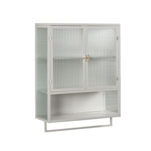 DB 23.62\" Modern Two-Door Glass Wall Cabinet with Two-Tier Enclosed <b>Storage</b> and Open Shelf <b>Towel</b> Rack for Kitchen <b>Storage</b> - Product Image 6