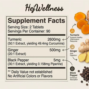 OEM <strong>Curcumin</strong> 95% Extract <strong>Tablets</strong> Raw <strong>Turmeric</strong> Root Powder Herbal Supplement Support Immune Function - Product Image 2