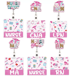 Nouveaux styles gommage vie acrylique RN CNA ER porte-Badge série médicale étudiant <span class=keywords><strong>en</strong></span> soins infirmiers RN Badge bobine infirmière cadeaux articles - Product Image 1