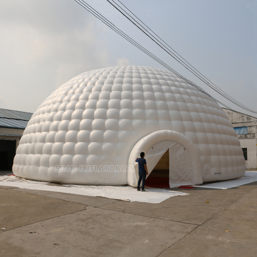 18 м белая гигантская надувная купольная палатка igloo с 3 входами в туннели от надувной фабрики иглу