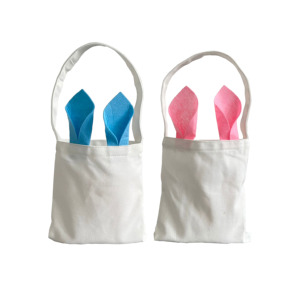 Bolsas de Conejito 100% Lona de Poliéster Grueso, Bolsas Blancas para Niños, Bolsas de Regalo de Pascua Sublimables para Fiestas - Product Image 1