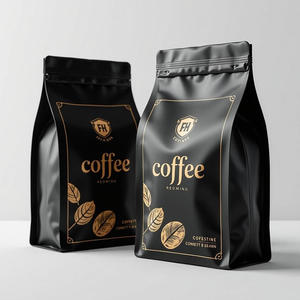 Заводская индивидуальная застежка-молния 12 унций 5 фунтов 250 г 500 г Упаковочные пакеты для кофейных зерен с логотипом с печатью, кофейный мешок с плоским дном с клапаном - Product Image 2