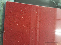 Dalles de sol en pierre artificielle BOTON STONE, finition polie, rouge, dalle de quartz rouge étincelante