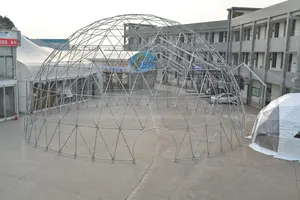 Tenda Kubah Geodesic Transparan 20M, dengan Lantai Kayu
