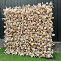 Mur de fleurs artificielles réalistes enroulable 8ft x 8ft, fabriqué à la main, de luxe, pour la décoration de mariages, de fêtes et d'événements, directement de l'usine