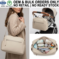 Sac à couches multi-compartiments en cuir végétalien PU, marque privée OEM ODM, fabricant en gros avec sangles pour poussette