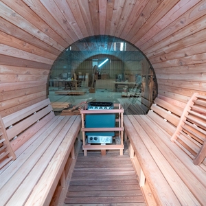 <span class=keywords><strong>Sauna</strong></span> de Barril para Exteriores de Cedro Rojo Occidental para 4 Personas con Vista Panorámica y Estufa de Leña - Product Image 4