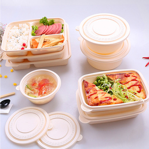 Disposable Tableware Trays Packaging Bio Degradable Corn Starch Biodegradable Fast Food Box Container