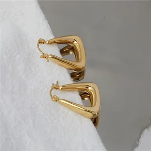 Joolim High End 18K Vergulde Hollow Geometrische Rvs Hoop Earring Voor Meisje Vrouwen Mode-sieraden Groothandel