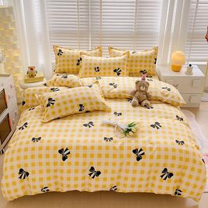 2025 estilo coreano Simple poliéster cuatro piezas estampado reactivo desechable sábana edredón funda <span class=keywords><strong>de</strong></span> almohada conjunto <span class=keywords><strong>para</strong></span> estudiantes - Product Image 2