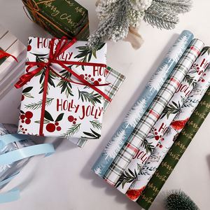 Wholesale 80g Christmas Checkered Tree Kraft <b>Paper</b> <b>Tissue</b> 43*300cm Gift Luxury Custom Packaging <b>Wrapping</b> <b>Paper</b> Roll - Product Image 1
