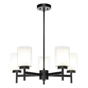 ETL Living Room Glass Modern Chandelier Black Iron Hanging Pendant <strong>Light</strong> for <strong>Kitchen</strong> - Product Image 1