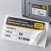 Étiquette autocollante d'identification pour machines industrielles en BOPP imprimée sur mesure pour panneaux d'équipement avec graphisme de marque personnalisé
