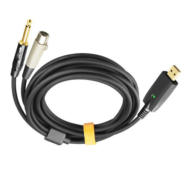 Factory Direct 3M Usb Guitar Cable Record Stereo Audio Cable Connector Link Computer Instrument Usb to XLR and 6.3mm Jack Guitar