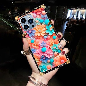 Rose <span class=keywords><strong>Art</strong></span> Flower in ấn mạ điện vuông TPU điện thoại di động Bìa trường hợp đối với <span class=keywords><strong>iPhone</strong></span> 7 8 x XR XS 11 12 13 14 15 16 17 Pro Max - Product Image 3