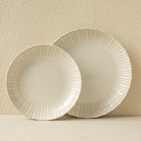 Assiettes de table en céramique américaines, vaisselle de restaurant en céramique, assiettes rayées, service de table, assiettes de fête 8,5'' 10,4''