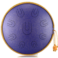 Nouveau Tankdrum Handpan HP38N 14 pouces Ré mineur en cuivre pur, fabriqué à la main avec des peaux de tambour en cuivre et Chamber Raysen