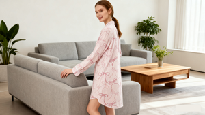 Robes de <span class=keywords><strong>nuit</strong></span> sexy et élégantes en lingerie 100% coton flanelle rayée rose avec nœud respirant, doux et lisse ODM pour femmes - Product Image 4