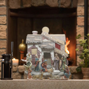 Cuna de Navidad elegante de 15 pulgadas, luz LED, decoraciones para el hogar, artesanías de resina, cuna de Navidad para interiores de poliresina, hermosa cuna de Navidad - Product Image 4