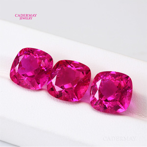 Cadermay Synthetic Rose Red Zircon Square Loose Stone For Jewelry Making - Product Image 1
