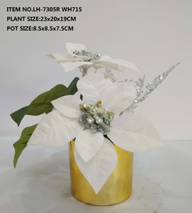 Flores artificiales <span class=keywords><strong>de</strong></span> Navidad, flores rojas <span class=keywords><strong>de</strong></span> 5 cabezas en macetas para decoración <span class=keywords><strong>de</strong></span> fiesta - Product Image 5