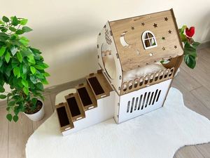 Château de lapin moderne économique et spacieux en bois à deux étages - Product Image 2