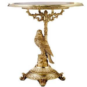 Escultura de águila desencerada de latón azul y dorado para decoración, mesa redonda de madera y cobre para comedor y Escritorio de café, estilo oriental - Product Image 1