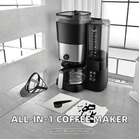 Cafetera de Acero Inoxidable Avanzada con Molinillo Integrado, Sistema de Preparación por Goteo de 10 Tazas, Permanente