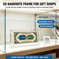 Cadre en acrylique transparent personnalisé avec aimant puissant pour billets de banque américains, support de monnaie, vitrine de présentation, thème animalier, jouet