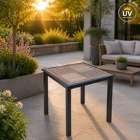 Table en WPC de 80 cm avec cadre noir, plusieurs combinaisons disponibles pour une utilisation spéciale en extérieur