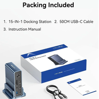 Base de Conexión USB C 15 en 1 Acasis 4K 60Hz para Laptop y PC, HDMI + USB C + USB A + DP + SD/TF