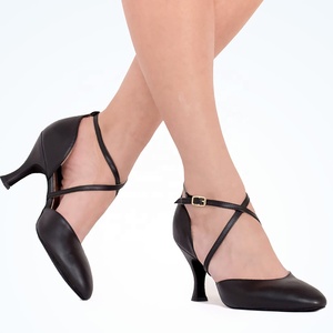 Scarpe sportive Evkoodance tacco 7cm in pelle nera latino Salsa ballo da ballo per la danza del nuovo arrivo latino da donna - Product Image 4