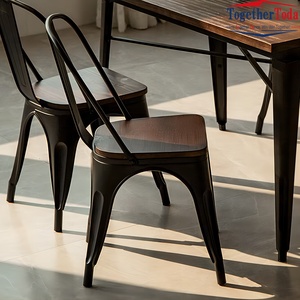 Juegos de muebles sencillos y modernos para <span class=keywords><strong>restaurante</strong></span>, gran oferta de sillas y mesas de madera de Metal de estilo industrial para comida rápida, cafetería, Bar - Product Image 4