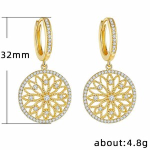 Eleganti Orecchini Traforati Scintillanti per Donne, Stile Floreale Raffinato, Gioielli per Orecchie alla Moda per Uso Quotidiano - Product Image 5